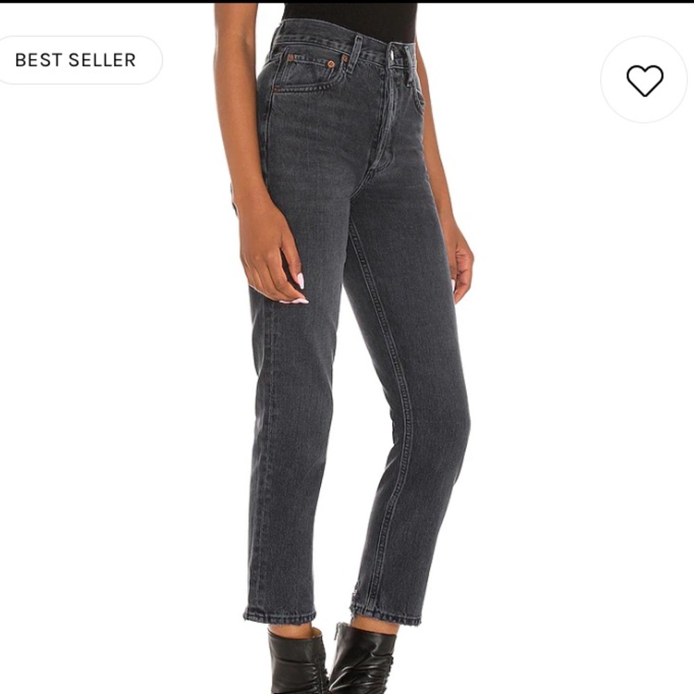 Agolde Riley High Rise Straight Crop Jean in black, size 29